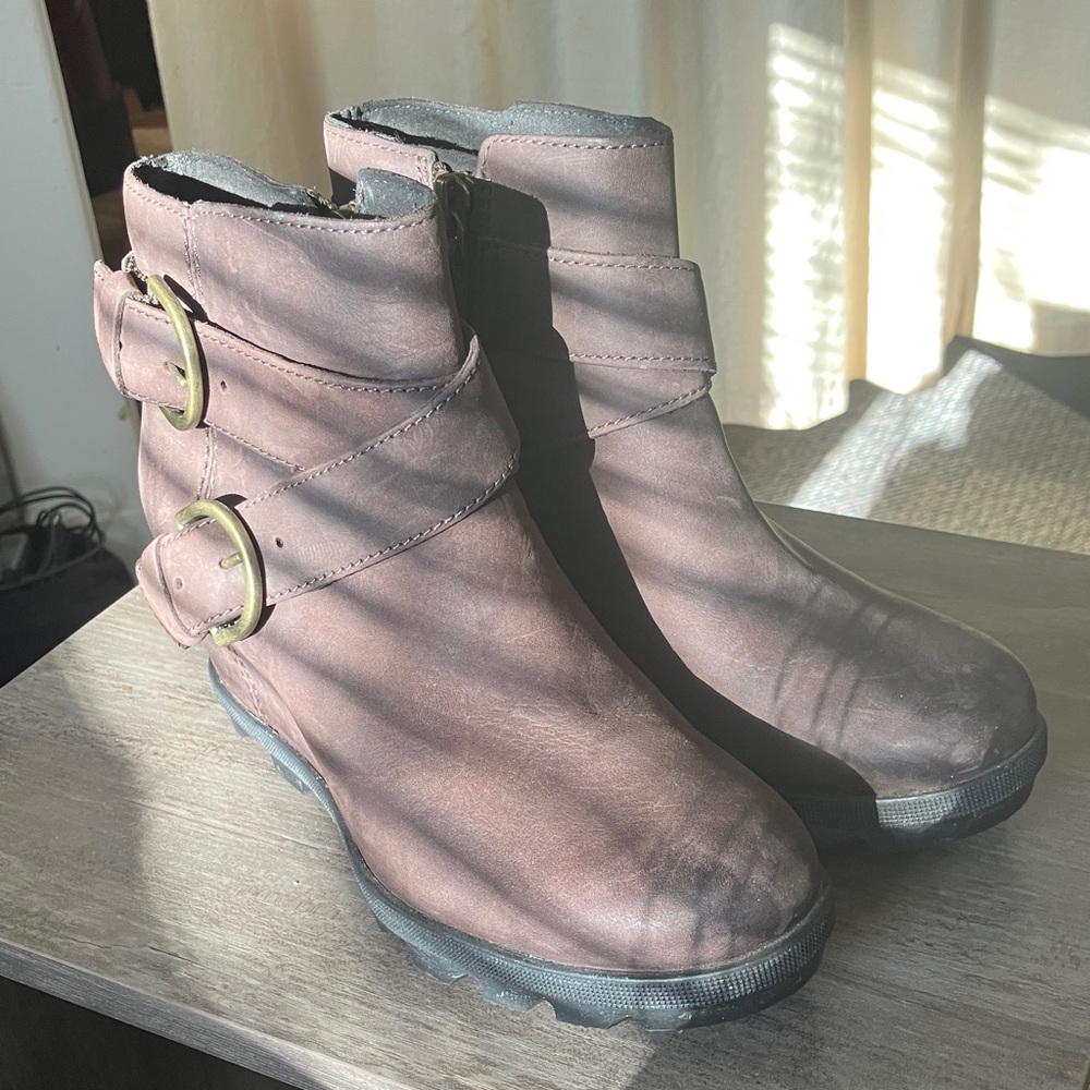 Sorel Women's Ankle Boots in Brown with Buckle Detail